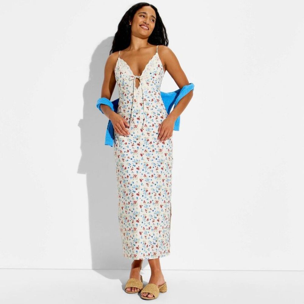 Wild Fable - Women's Lace Trim Maxi Empire Waist Dress - Wild F Off-White